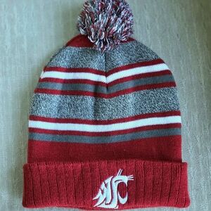 Women's Washington State, Crimson & Gray Pom-Pom Beanie